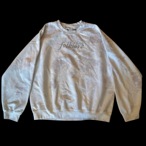 Taylor Swift Folklore Sweatshirt XL Pullover TieDye Crewneck Album Neutral Merch - Picture 1 of 8